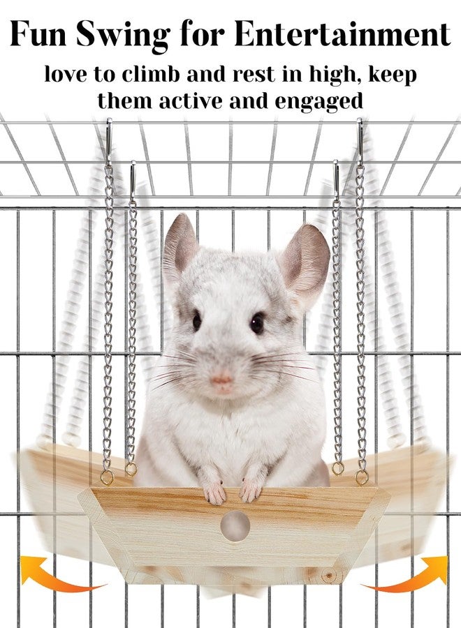 Jevnd Natural Wood Chinchilla Hammock for Cage Swing, Chinchilla Bed Hanging, Wooden Chinchilla Toys and Cage Accessories, Chinchilla House Hut Ledges And Platforms Enrichement, Indoor Chinchilla Habitat - Image 4
